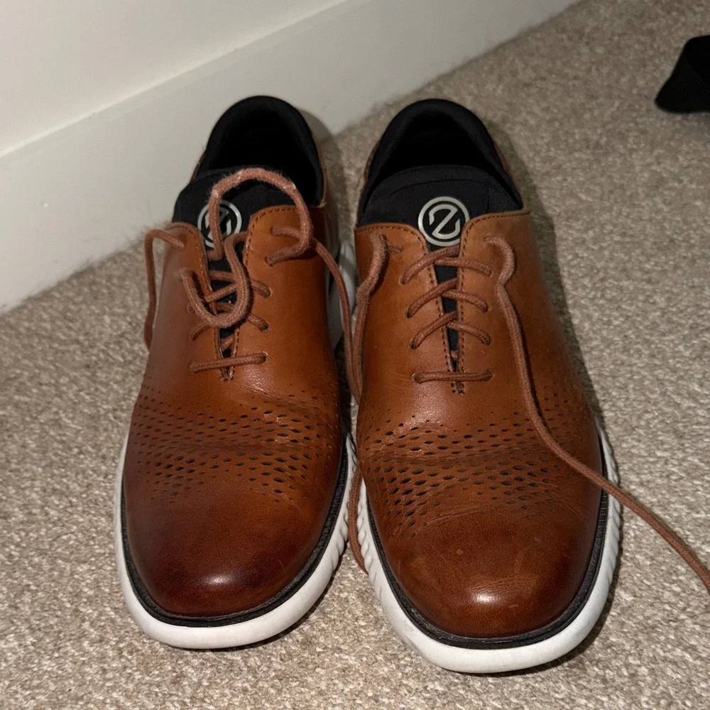Cole Haan Tan brown Leather lace up zerogrand Oxfords